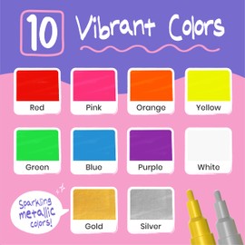 Liquid Chalk Markers (10 Pack) with Gold & Silver - Fine Tip Dry Erase Marker Pens for Blackboard, Windows, Chalkboard Signs, Bistro - 3mm Reversible Tip - 50 Chalk Labels included