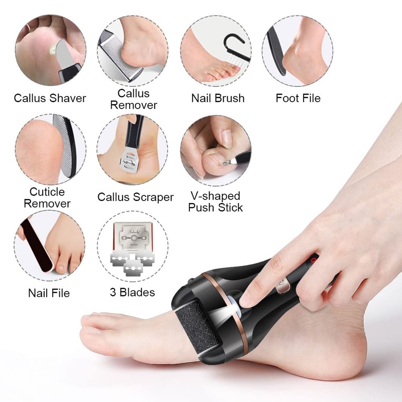 MOREVAC Electric Foot File Callus Remover, Rechargeable Pedicure Tools Foot