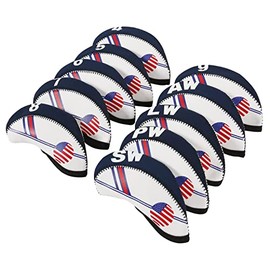 10 Pcs Golf Club Iron Head Covers Protector Headcover Set USA in Black