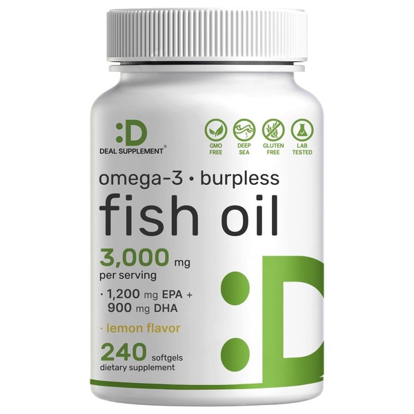 DEAL SUPPLEMENT Omega 3 Fish Oil Supplements, 3,000mg Per Serving,