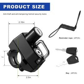 KVAEY Motorcycle Helmet Lock, Aluminum Alloy Anti Theft Helmet Security Locks, Universal Tamper-Proof Helmet Locks for Motorbike Scooter Bike, Motorcycle Accessories (2PCS, Helmet Lock+Cable)
