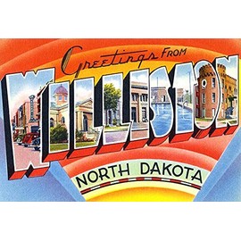 Greetings from Williston, North Dakota - 1930's - Vintage Postcard Poster