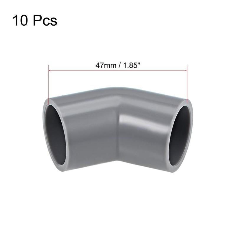 sourcing map PVC Pipe Fitting 45 Degree Elbow Gray 20mm