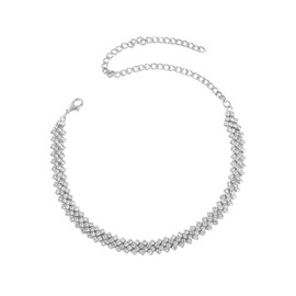 Koprek Silver Choker Necklace Adjustable Chain Sparkle Necklace Silver Rhinestone Choker Necklaces, Crystal Choker Necklaces for Women Fashion Jewelry Accessories Gift for Women and Girls