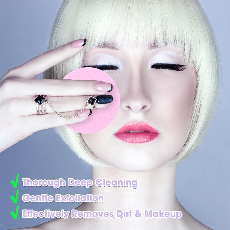 60 Pcs Facial Sponges, Compressed Face Cleansing Sponge Cellulose Face