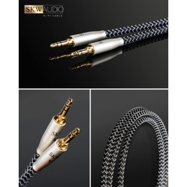 SKW High-end Aux Cable, Copper and Silver Strands 3.5 mm Jack Cable / Headphone Cable for Headphones, Mobile Phones, PC, Speakers, MP3 Players, 1.5 m