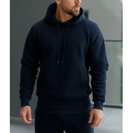 Mlgaril Men's Navy Blue Tracksuit 2-Piece Active Set:Fleece Pullover Sweatshirt and Sweatpants,Jogging Sweatsuit Outfit,3XL