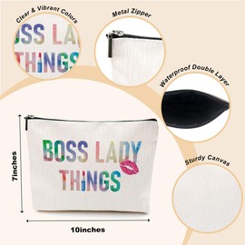 Boss Lady Cosmetic Bag - Gifts for Women: Appreciation, Retirement, Friends, Coworkers, Leader, Colleague, Girl Boss, Mentor - Makeup Bag & Pouch for Birthday, Christmas, Mother's Day