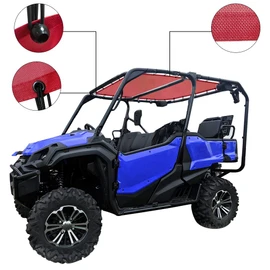 Shadeidea Sun Shade Top for Honda Pioneer 1000-5, Mesh Screen Sunshade Soft Top Roof Honda Pioneer UTV Cover (Front and Rear) UV Blocker - 10 Year Warranty (Cherry Red)