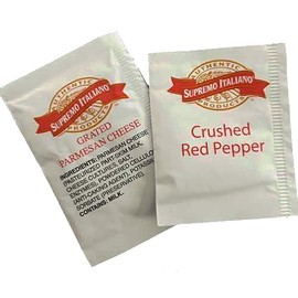 Supremo Italiano Crushed Red Pepper (25) AND Grated Parmesan Cheese (10) Combo Pack - Pizza Party Pack (35 total packets)