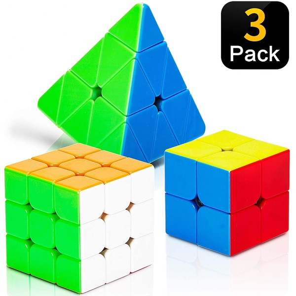 STEAM Life Educational Speed Cube Set 3 Pack Magic Cube | Includes Speed Cubes 3x3, 2x2 Speed Cube, Pyramid Cube | Puzzle Cube Puzzles Bundle