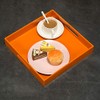 KEVLANG Orange Sturdy Acrylic Serving Tray with Handles-12x12Inch-Serving Coffee,Food,Breakfast,Butler-Kitchen Countertop