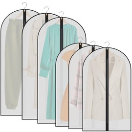 Garment Bags,6PCS Dustproof Garment Covers PEVA Translucent Clothes Covers with Zip Moth Proof Suit Protector Bags Waterproof Dress Covers for Shirts Coats Costumes-(60 * 100cm,60 * 120cm)