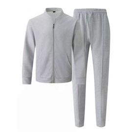 DONYKARRY Men's Tracksuits 2 Pieces Baseball Collar Sports Shir Sweatsuit Sets Lightweight Workout Top & Bottom Sets Sports Jogging Suit Set Trendy Jacket Suit Business Outfits(Grey,XL)