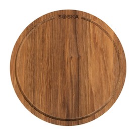 Boska Pizza Board Friends S/Serving Board Made of Oak Wood / Pizza, Tapas and Smaller Foods / Practical Collection Channel / Brown / Diameter 24 cm