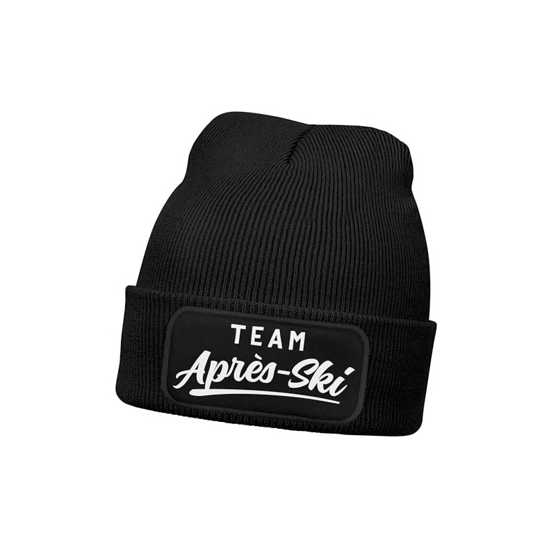 MoonWorks® Men's Beanie with Patch Knitted Hat with Saying Skiing