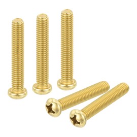 uxcell 12Pcs Brass Machine Screws, M6x35mm Phillips Pan Head Fastener Machinery Bolts, Pan Head Fastener Bolts for Furniture, Office Equipment, Electronics, Brass Tone