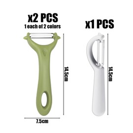 2 Pieces of Y-Type Peelers and 1 Piece of P-Type Peeler, Stainless Steel Manual Peeler, Multi-Functional Planer, Kitchen Utensils, Suitable for Peeling Fruits (Green, Black)