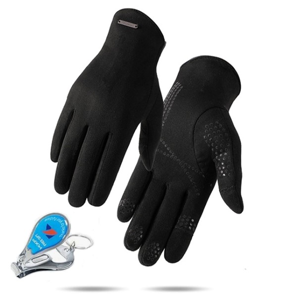 KXF Mens Winter Warm Touchscreen Suede Gloves 2-Finger-Less Thermal Slim