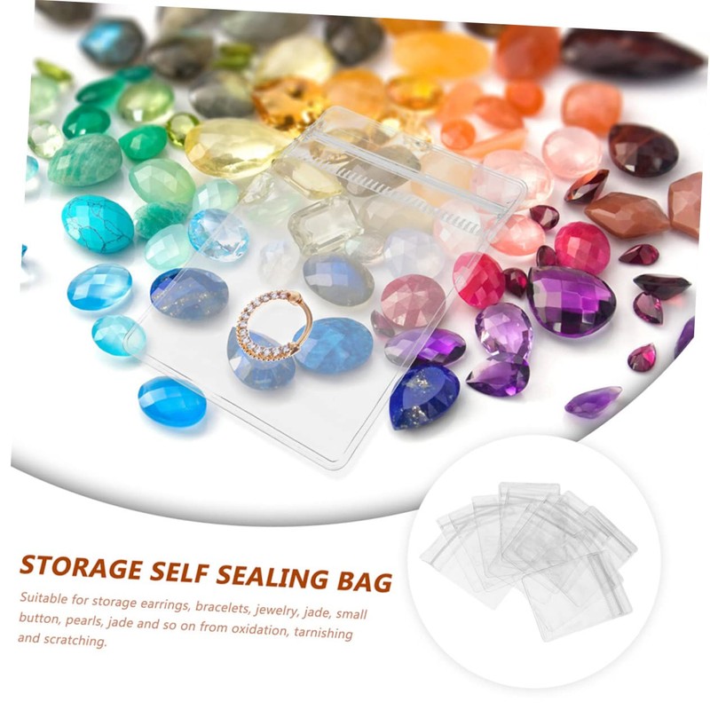 IWOWHERO Portable Ring Storage Pouches 100 Pack PVC Jewelry Bags