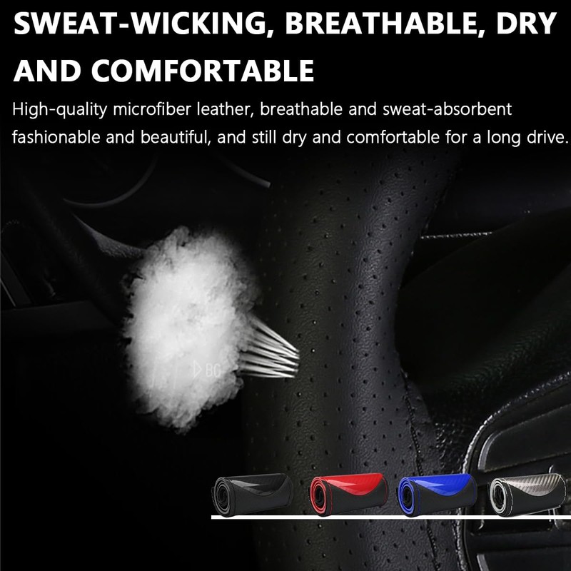 JNNJ DIY Steering Wheel Covers, Universal Leather DIY Hand Sewing