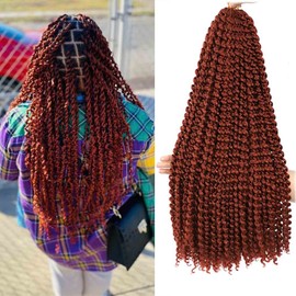 Ginger Passion Twist Hair 30 Inch 6 Packs Copper Red Water Wave Braiding Hair for Butterfly Locs Passion Twists Long Bohemian Braiding Protective Style Hair Extensions (30 Inch 6 Packs,350#)