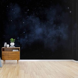 Wall Mural night sky with bright stars and blue nebula deep darks and pictures Peel and Stick Wallpaper Self Adhesive Wallpaper Large Wall Sticker Removable Vinyl Film Roll Shelf Paper Home Decor