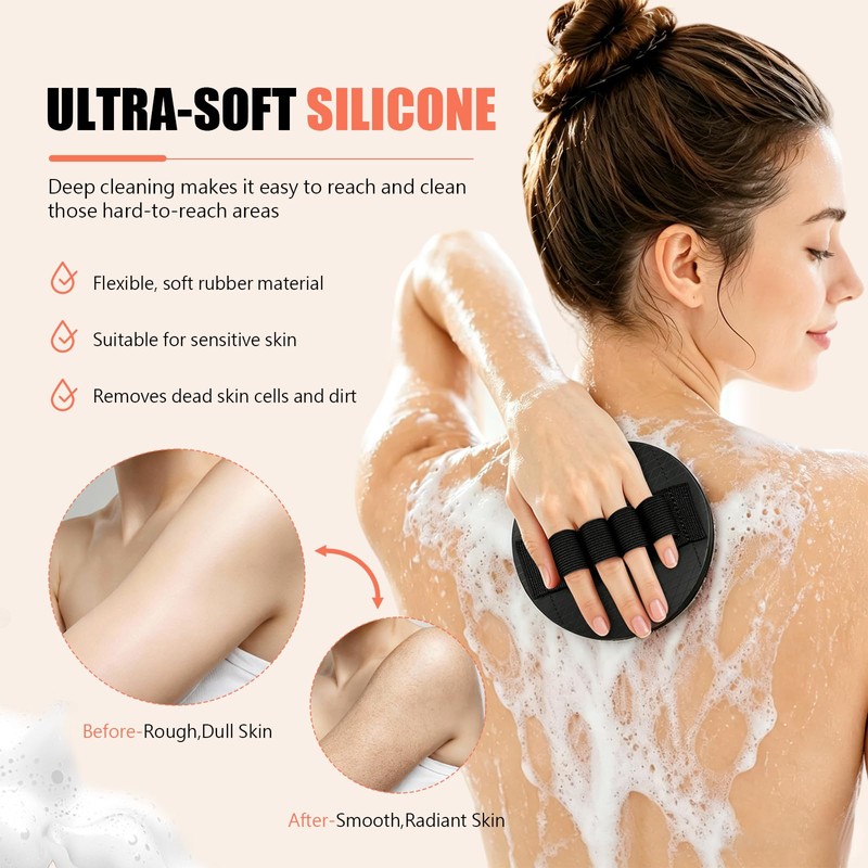 Exfoliating Gloves for Shower, Gentle Rubber Body Scrubber Glove for