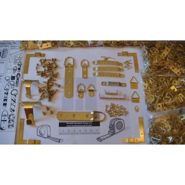 Bohle Innovation Solutions 50 OOK Brass Plated Cup Hooks 1 3/4" Long 1 1/4" Curve Screw In Hook + SAMPLES