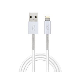 MOS Spring Lightning Cable Aluminum Heads, Spring Relief, White, 3ft