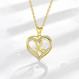 INFUSEU Initial K Necklace Women Letter Heart Jewelry Gold Pendant Alphabet Capital Monogram