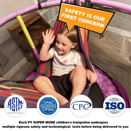 Trampoline for Kids, 5FT Adjustable for Toddler, Indoor/Outdoor Baby Trampoline with Enclosure Net, No-Gap Safe Design, Gifts for Boys & Girls (Yellow Pink)