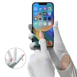 Antcher UV Sun Protection Gloves Sunscreen Long Driving Gloves Touchscreen Mittens Cooling Arm Sleeves for Golf Cycling Fishing Hiking Running (Gray)