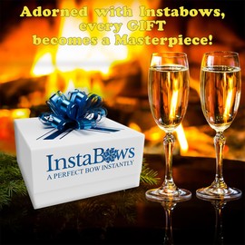 Insta Bows Five (5) Organza Ribbon Bows Blue Large Gift Bows for Gift Wrapping Christmas and Birthdays Each Gift Bow Measures 5 Inches Wide 1 Pull Makes A Big Bow for Present