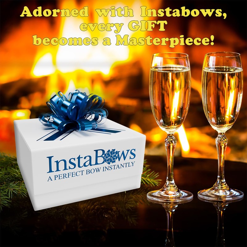 Insta Bows Five (5) Organza Ribbon Bows Blue Large Gift