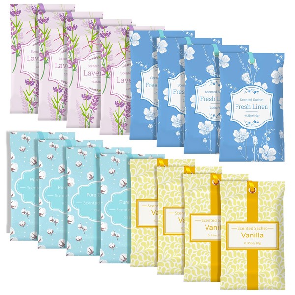 SCENTORINI Sachets for Drawers and Closets 16 Pack, Scented Sachets