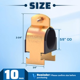 Pearwow 10 Pack Rubber Cushion Strut Clamp, Zinc-Plated for Mounting Copper, PEX, Gas, CVPC Pipes and Tubing - High Temperature Resistance (5/8 Inch OD)