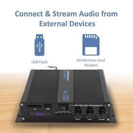 Pyle 6-Channel Audio Marine Amplifier - Compact Power 600 Watt RMS 4 OHM Full Range Stereo with Volume Bass Treble Rotary Control - Wireless Bluetooth Receiver Speaker & LCD Digital Screen PFMRA640BB