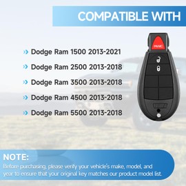 LYFUCESS Key Fob Replacement Fits for Dodge Ram 1500 2013 2014 2015 2015 2016 2017 2018 2019 2020 2021 Dodge Ram 2500 3500 4500 5500 2013-2018 Car Keyless Entry Remote GQ4-53T 433 Mhz