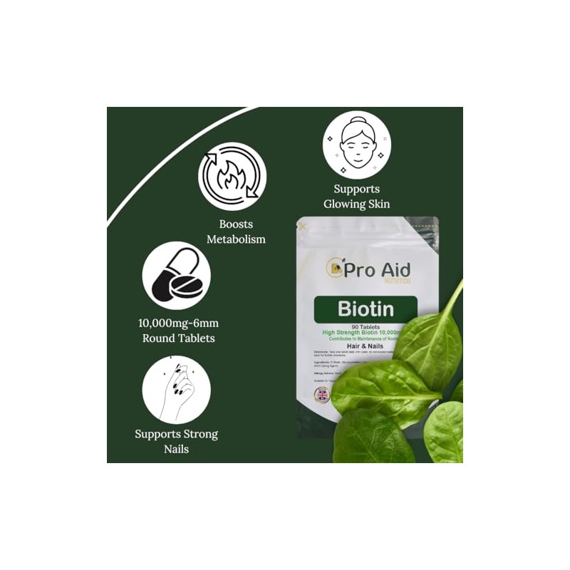 Biotin 10,000mcg Tablets | Hair & Skin Support Supplement |