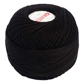 Cotton Crochet Thread Size 10, Fine Yarn (574yd / 525m), Luxurious Feel Crochet and Knitting (3.52oz / 100g) Black (0099)