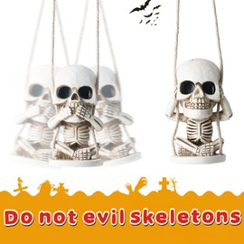 Decoración de calavera gótica, accesorios de decoración para coche, camión, interior estética, esqueleto, vista trasera, espejo de coche, adorno para colgar espeluznante, espejo retrovisor, decoraciones de cosas, divertidos regalos de calavera de azúcar 