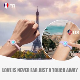 Long Distance Touch Bracelets, Light up & Vibration for Love - Pair of Couples Bracelets Long Distance Relationship Gifts for Girlfriend, Mother-Daughter, Sisters Bluetooth APP Set Up Pairing Jewelry