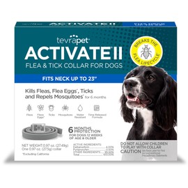 TevraPet Activate II Flea and Tick Collar for Dogs, 6 Months Prevention, 1 Count, One Size Fits All