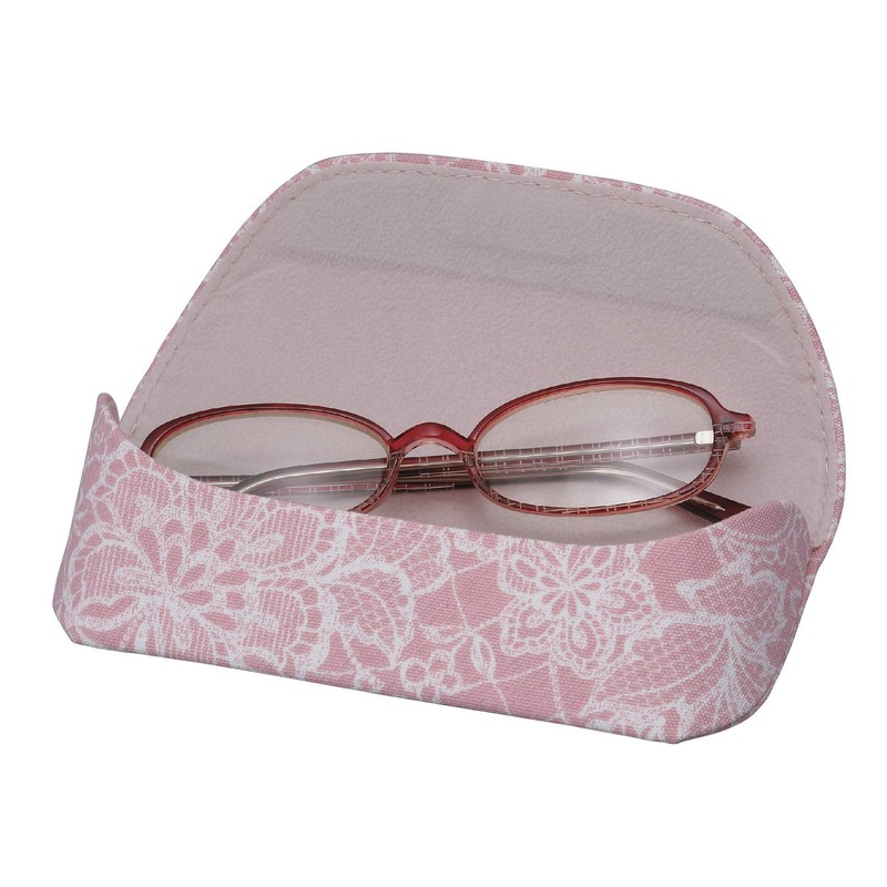 Pearl 092792 Eyeglass Case, Pink, Semi-Hard Cotton, Floral Pattern