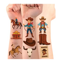 8Sheet - 110PCS CowHorse Temporary Tattoos for Kids – Cartoon Fake Tattoos Stickers for Birthday Party Favors, Gifts, DIY Decoration & Fun Activities – Waterproof & Skin-Safe