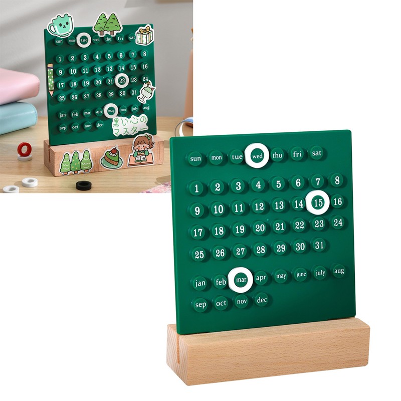 Wooden Kids Calendar DIY Hand Operated Develop Planning Skills Perpetual
