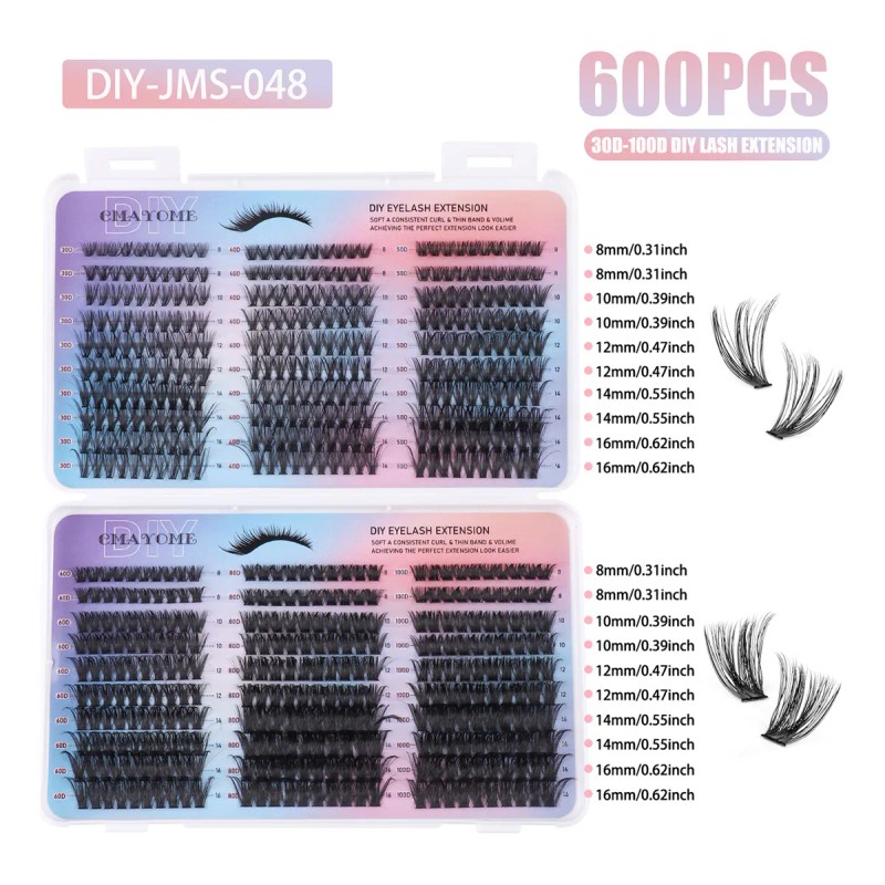 Kit De Extensión Lash Diy Lash Clusters 8-16mm 600 Pcs