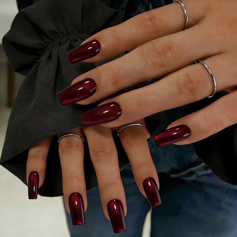 SXVME Uñas postizas Cat Eye cuadradas y largas - Uñas