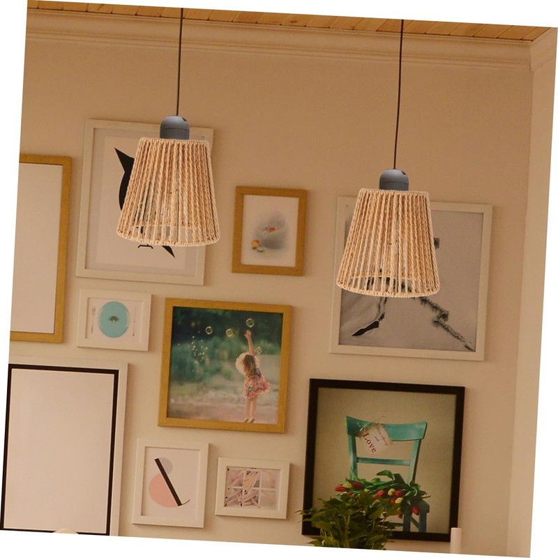 Cabilock Rattan Woven Pendant Lampshade Rustic Sconce Cover Style Small